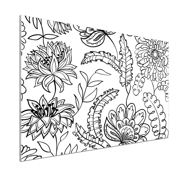 Spatscherm keuken Bloemenpatroon