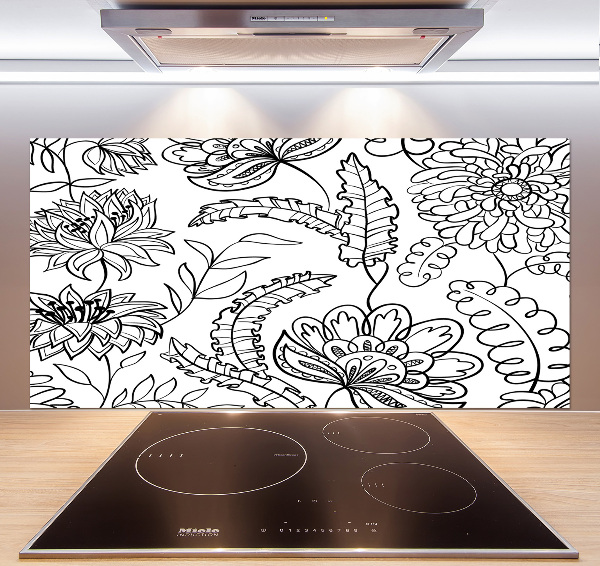 Spatscherm keuken Bloemenpatroon