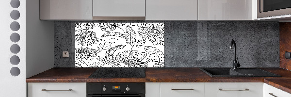 Spatscherm keuken Bloemenpatroon