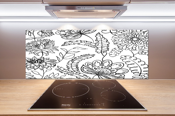 Spatscherm keuken Bloemenpatroon