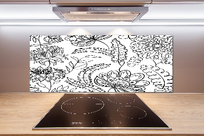Spatscherm keuken Bloemenpatroon