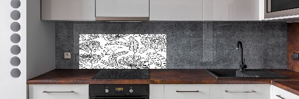 Spatscherm keuken Bloemenpatroon