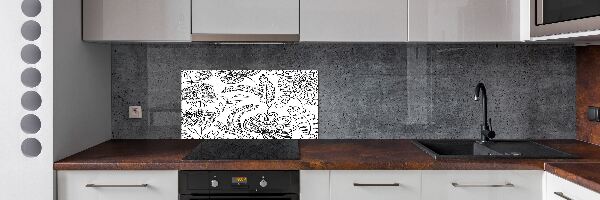 Spatscherm keuken Bloemenpatroon