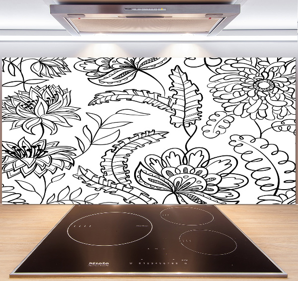 Spatscherm keuken Bloemenpatroon