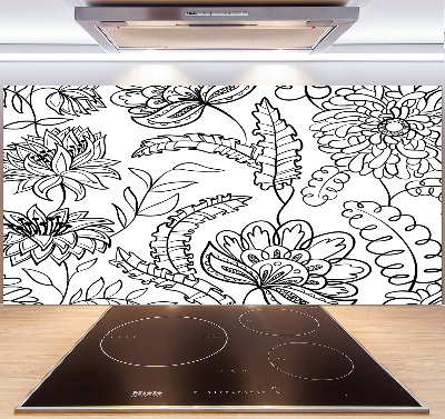 Spatscherm keuken Bloemenpatroon