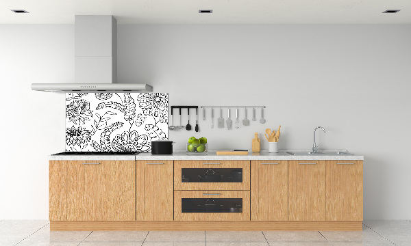 Spatscherm keuken Bloemenpatroon