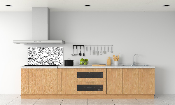 Spatscherm keuken Bloemenpatroon