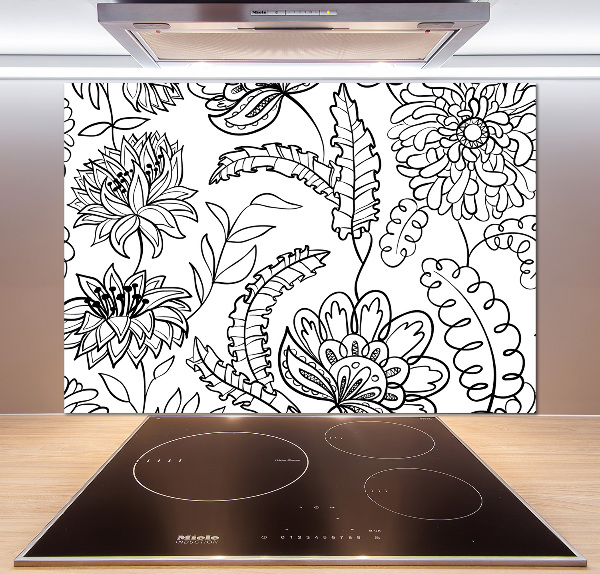 Spatscherm keuken Bloemenpatroon