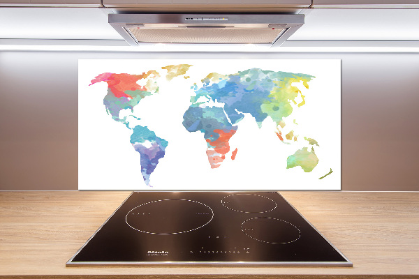 Glazen achterwand keuken Wereldkaart