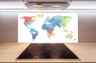 Glazen achterwand keuken Wereldkaart
