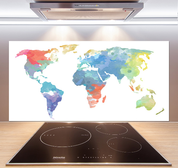 Glazen achterwand keuken Wereldkaart