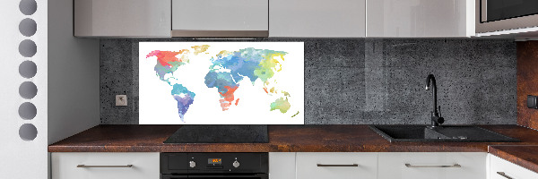 Glazen achterwand keuken Wereldkaart