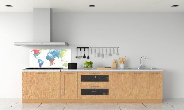 Glazen achterwand keuken Wereldkaart