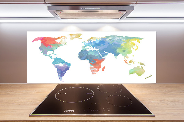 Glazen achterwand keuken Wereldkaart