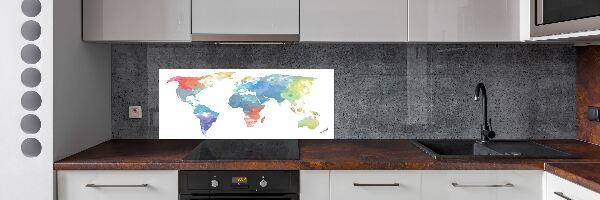 Glazen achterwand keuken Wereldkaart