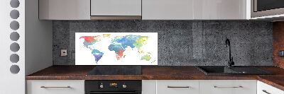 Glazen achterwand keuken Wereldkaart