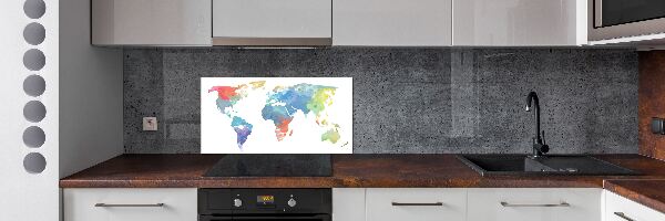Glazen achterwand keuken Wereldkaart