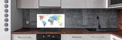 Glazen achterwand keuken Wereldkaart