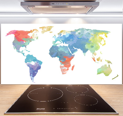 Glazen achterwand keuken Wereldkaart