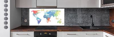 Glazen achterwand keuken Wereldkaart