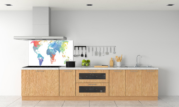 Glazen achterwand keuken Wereldkaart