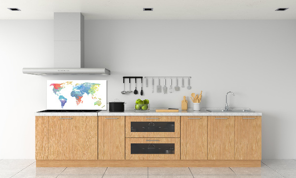 Glazen achterwand keuken Wereldkaart