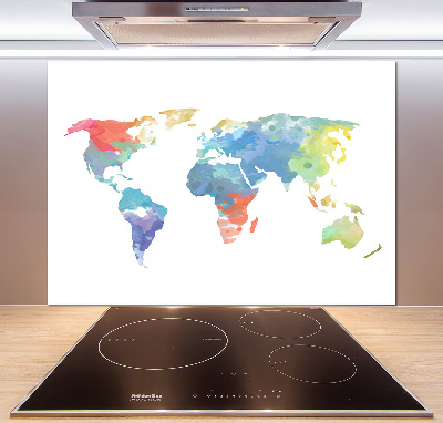 Glazen achterwand keuken Wereldkaart