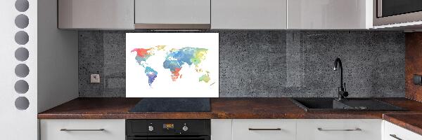 Glazen achterwand keuken Wereldkaart