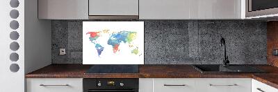 Glazen achterwand keuken Wereldkaart