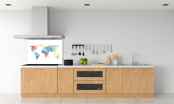 Glazen achterwand keuken Wereldkaart