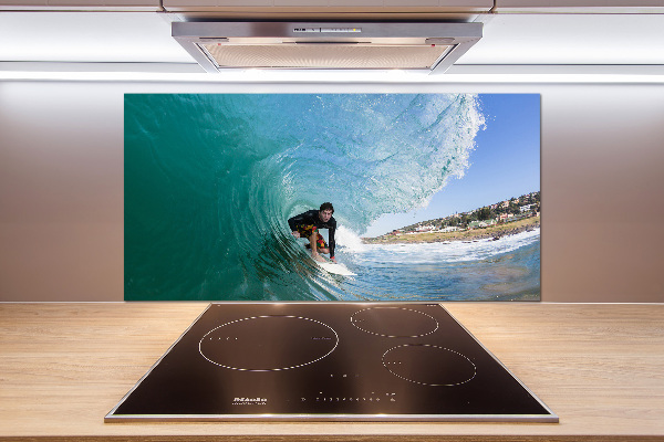Achterwand keuken Surfer op een golf