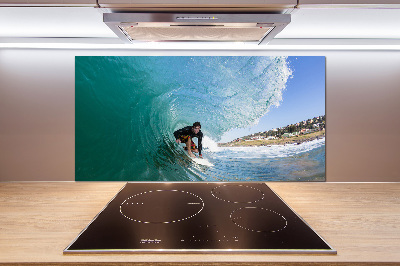 Achterwand keuken Surfer op een golf