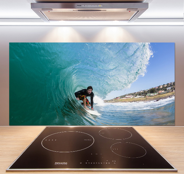 Achterwand keuken Surfer op een golf