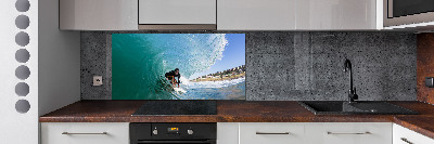 Achterwand keuken Surfer op een golf