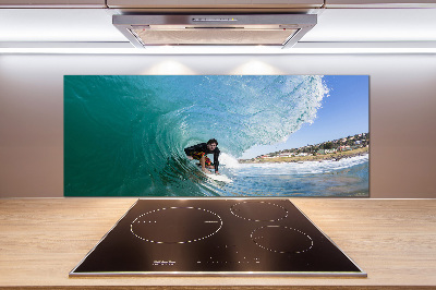 Achterwand keuken Surfer op een golf
