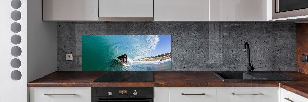 Achterwand keuken Surfer op een golf