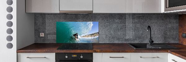Achterwand keuken Surfer op een golf