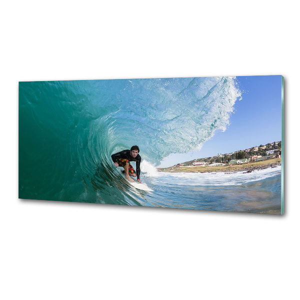 Achterwand keuken Surfer op een golf