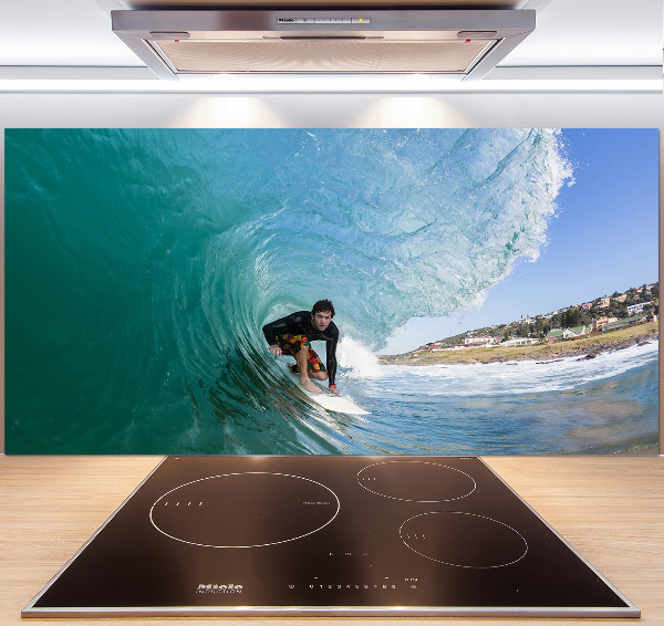 Achterwand keuken Surfer op een golf