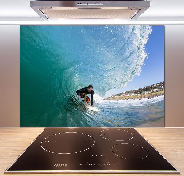 Achterwand keuken Surfer op een golf