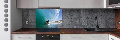 Achterwand keuken Surfer op een golf