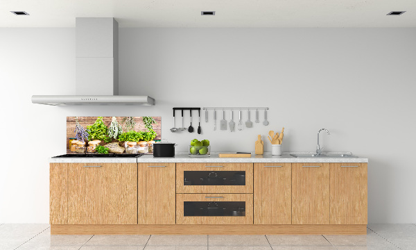Glazen achterwand keuken Kruiden aan een touwtje