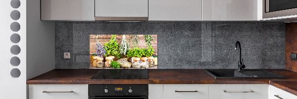 Glazen achterwand keuken Kruiden aan een touwtje