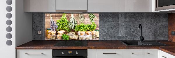 Glazen achterwand keuken Kruiden aan een touwtje