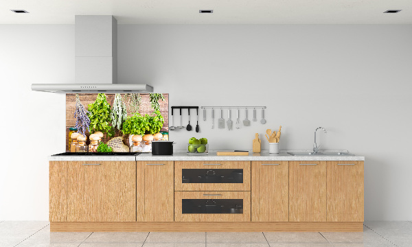 Glazen achterwand keuken Kruiden aan een touwtje