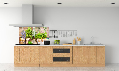 Glazen achterwand keuken Kruiden aan een touwtje