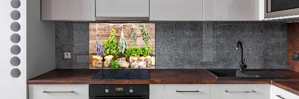 Glazen achterwand keuken Kruiden aan een touwtje