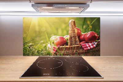 Glazen achterwand keuken Appels in de mand