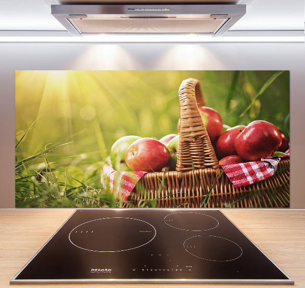 Glazen achterwand keuken Appels in de mand