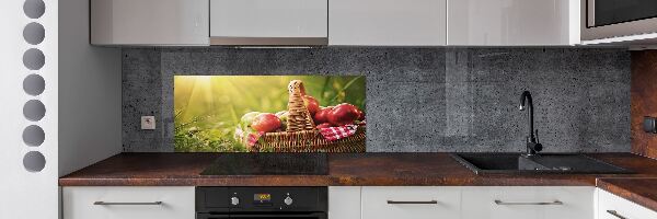 Glazen achterwand keuken Appels in de mand